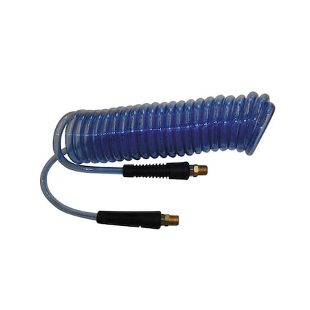 Interstate Pneumatics Translucent Blue Polyurethane Recoil Hose 1/4 Inch x 10 feet Solid Fittings HR24-010